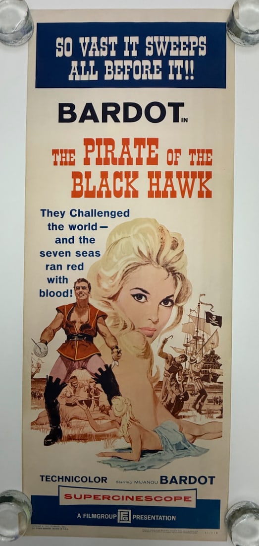 THE PRIATE OF THE BLACK HAWK: THE PRIATE OF THE BLACK HAWK - WINDOW CARD ON HEAVY STOCK - BRIDGETTE BARDOT