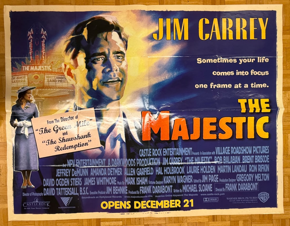 THE MAJESTIC - HUGE FORMAT PRINT: THE MAJESTIC - HUGE FORMAT PRINT POSTER - JIM CARREY - ABOUT 2X A STANDARD ONE-SHEET