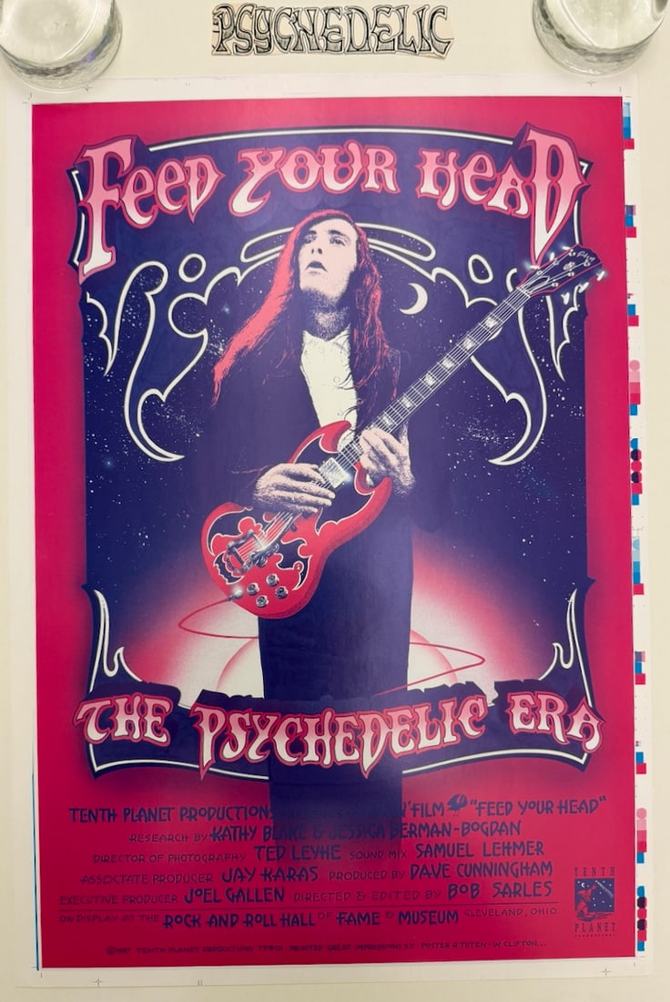 FEED YOUR HEAD - THE PSYCHEDELIC ERA - WITH ORIGINAL ART: FEED YOUR HEAD - THE PSYCHEDELIC ERA - WITH ORIGINAL ART. PRESS PROOF BY RANDY TUTEN WITH PARTIAL ORIGINAL ART. THE ARTIST GAVE US HIS PRELIMINARY SKETCH OF THE WORD “PSYCHEDELIC” USED FOR