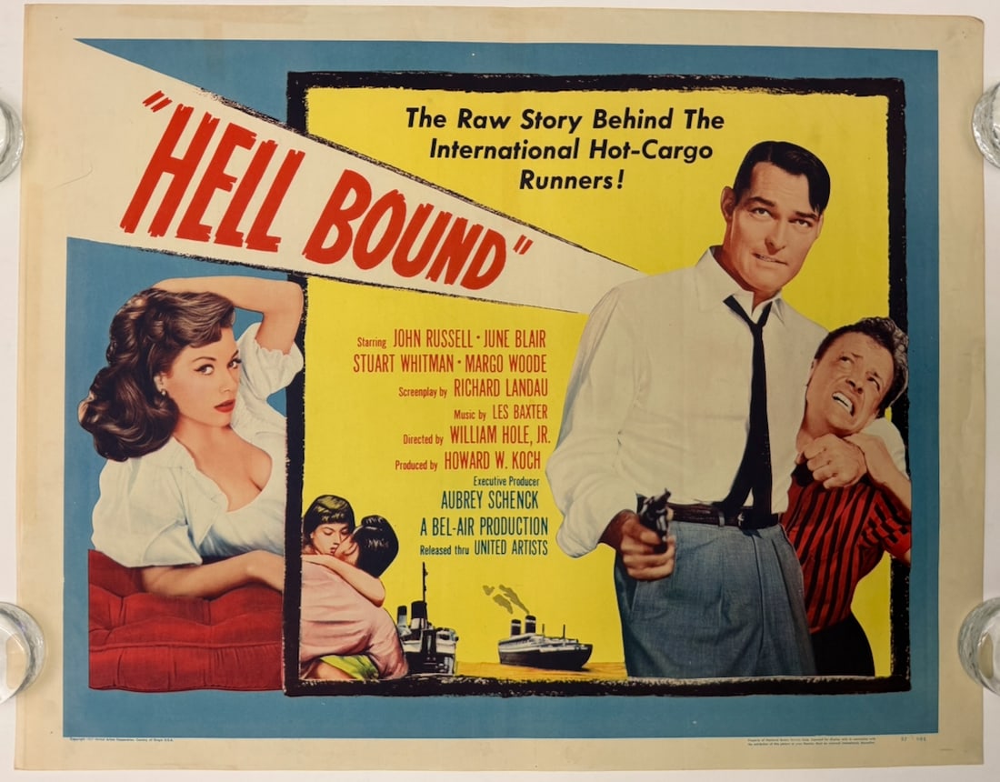 HELL BOUND: HELL BOUND - 1957 - MEDIUM SIZED FORMAT LOBBY WINDOW POSTER