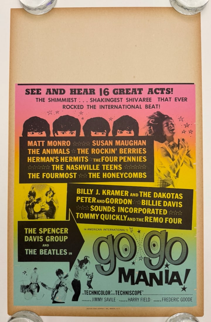 GO GO MANIA: GO GO MANIA - SMALL FORMAT LOBBY WINDOW CARD - TOUR BLANK - OPEN AREA FOR THEATER TO PLACE SHOWTIMES