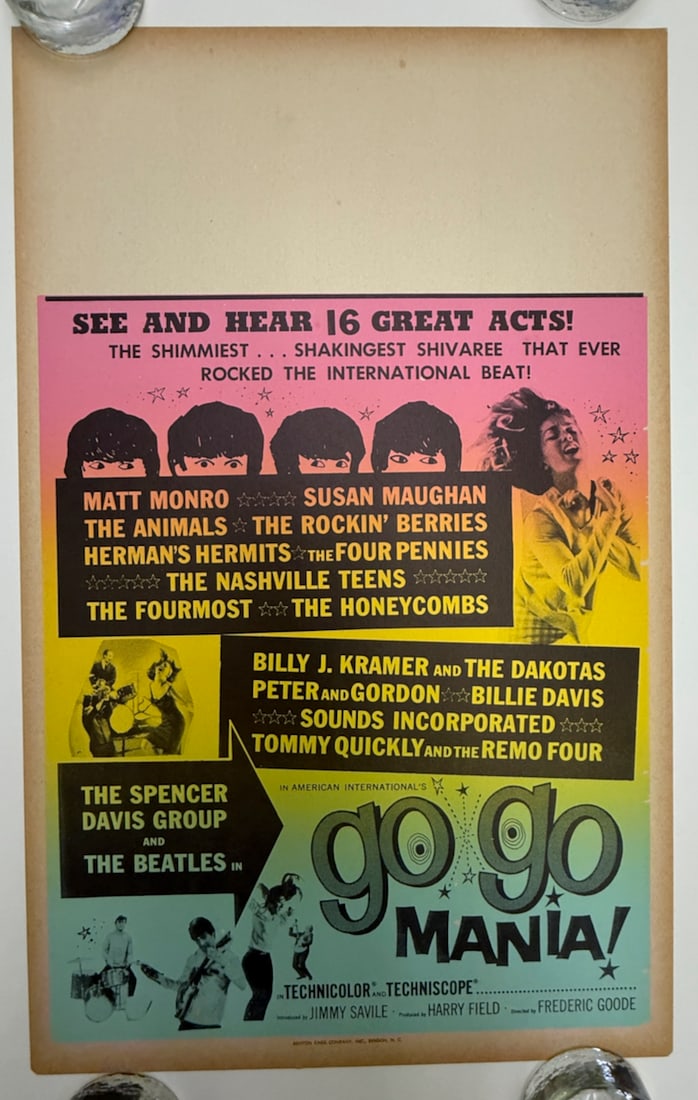 GO GO MANIA: GO GO MANIA - SMALL FORMAT LOBBY WINDOW CARD - TOUR BLANK - OPEN AREA FOR THEATER TO PLACE SHOWTIMES