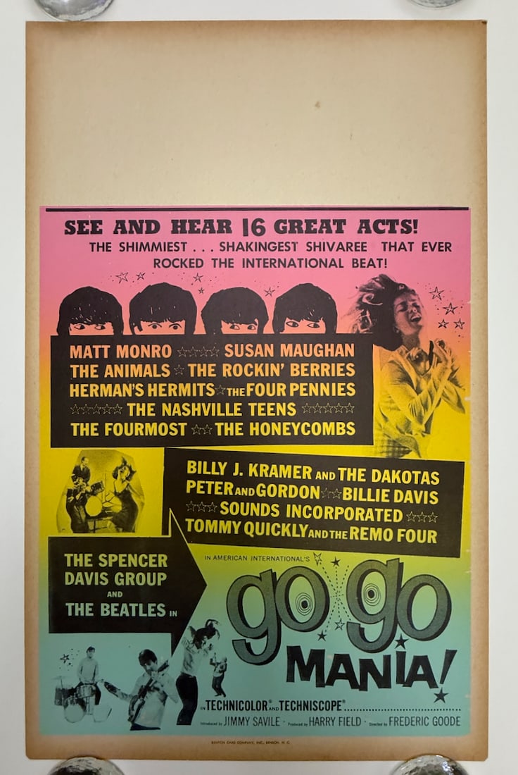 GO GO MANIA: GO GO MANIA - SMALL FORMAT LOBBY WINDOW CARD - TOUR BLANK - OPEN AREA FOR THEATER TO PLACE SHOWTIMES