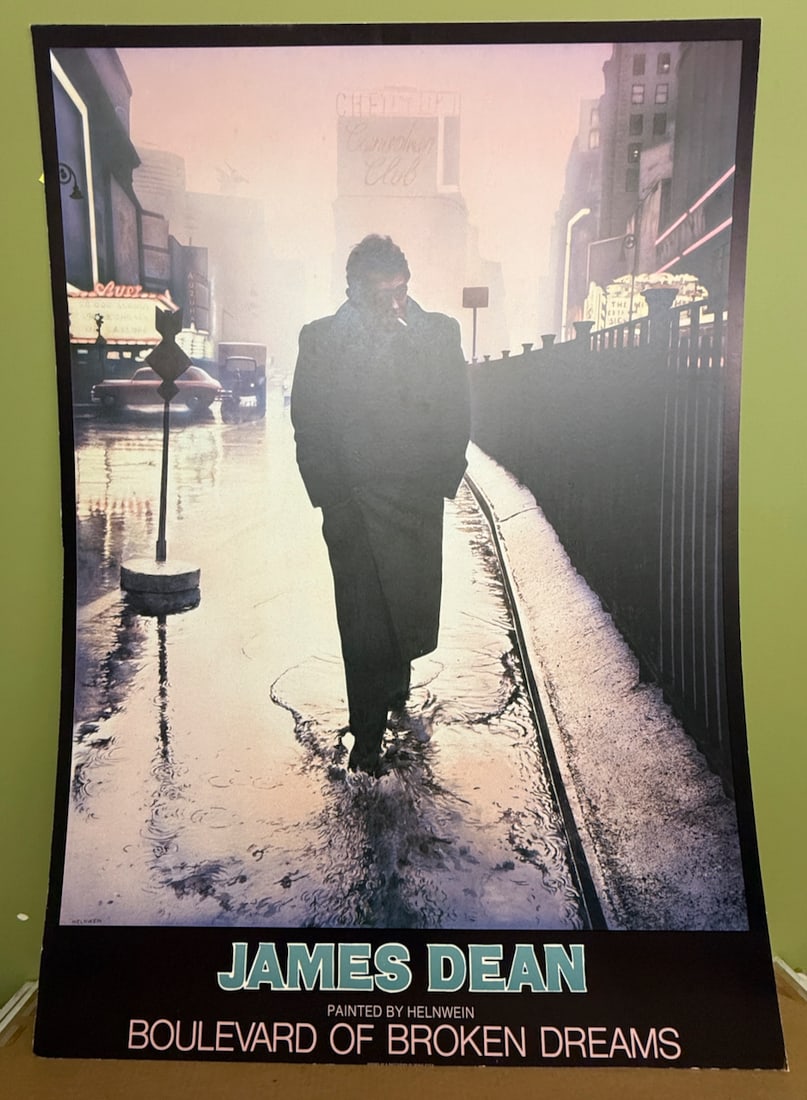 JAMES DEAN - BOULEVARD OF BROKEN DREAMS: JAMES DEAN - BOULEVARD OF BROKEN DREAMS - HUG PRINT ON HEAVY CARD BOARD - DOES NOT ROLL - SHIPS FLAT. $400 VALUE