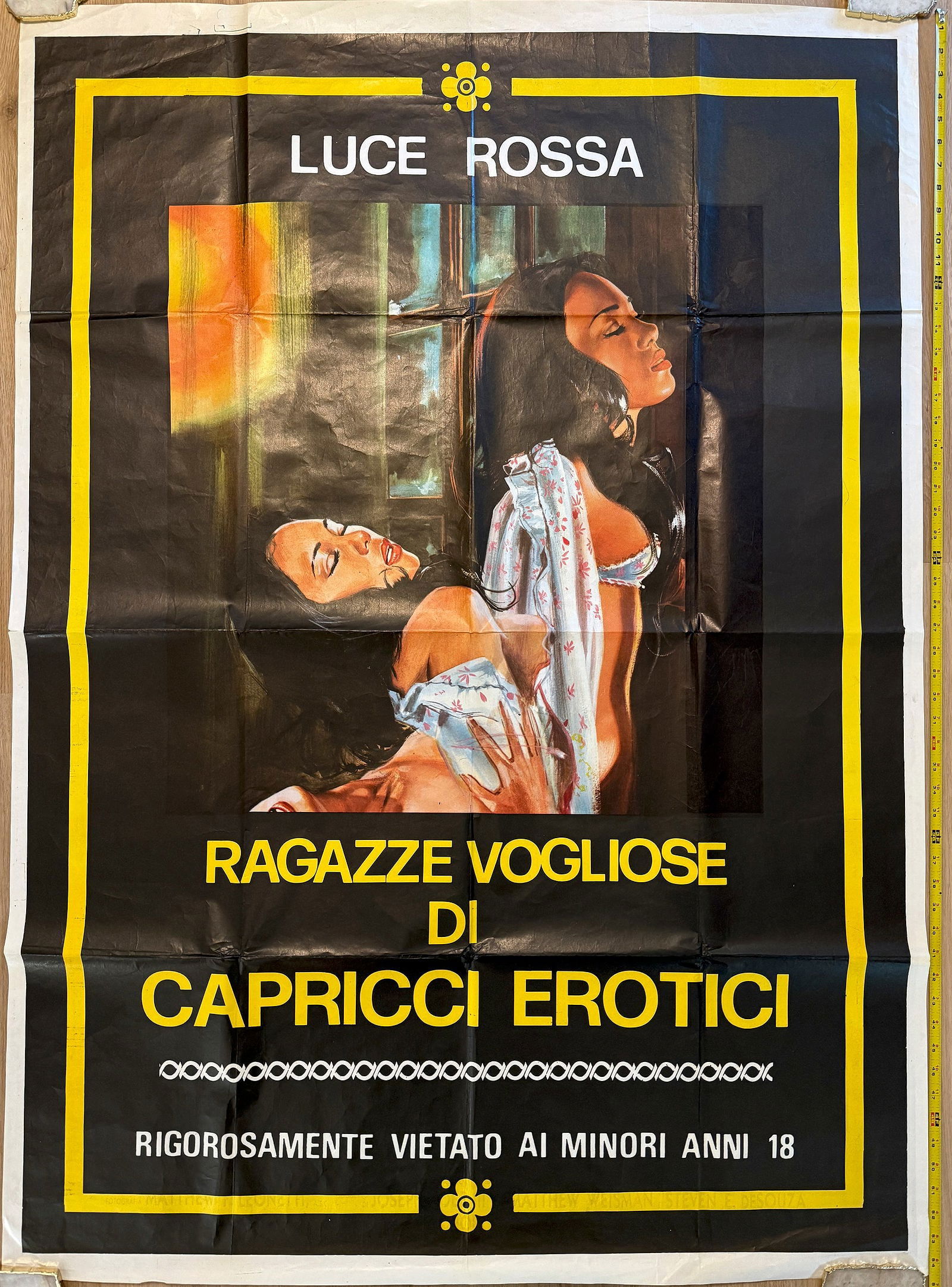 HUGE SUBWAY SIZE POSTER - GIRLS WANTING FOR EROTIC WHIM - ITALIAN VERSION: HUGE SUBWAY SIZE POSTER FOR THE AMERICAN MOVIE CALLED: HUGE SUBWAY SIZE POSTER - GIRLS WANTING FOR EROTIC WHIM - ITALIAN VERSION. IS THE ITALIAN VERSION. 54" TALL. TEXT READS: RED LIGHT. 