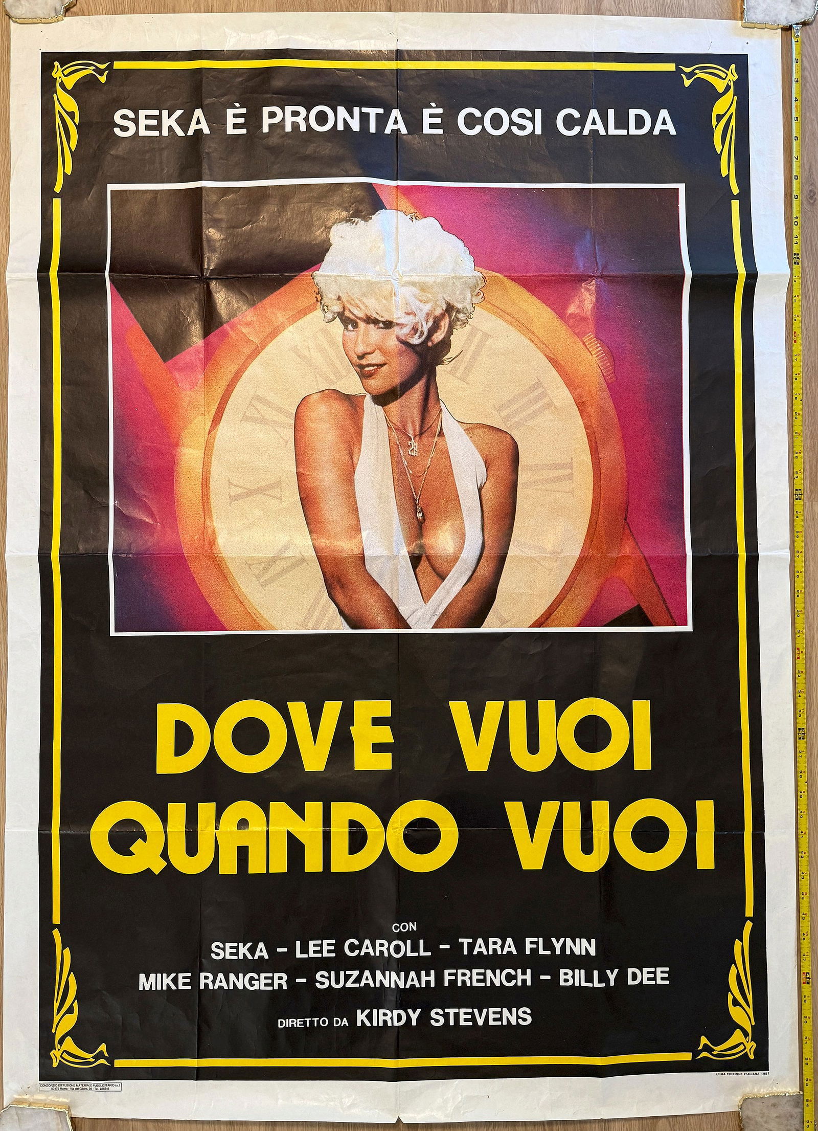 SEKA! HUGE SUBWAY SIZE POSTER OF SEKA - 1987 ITALIAN VERSION: HUGE SUBWAY SIZE POSTER OF SEKA - 1987 ITALIAN VERSION. 54" TALL. TEXT READS: SEKA IS READY - SHE'S SO HOT. WHEREVER YOU WANT, WHENEVER YOU WANT. The title, "Wherever You Want" in an Italian version