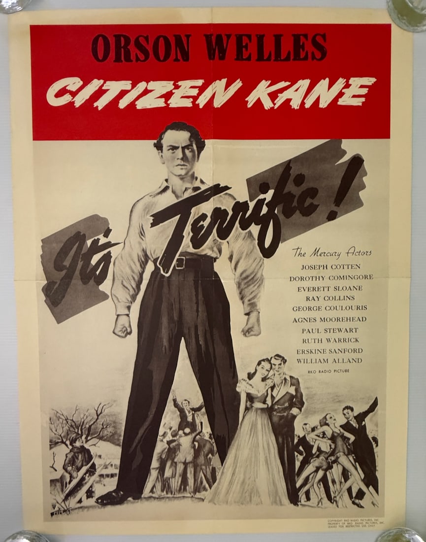 CITIZEN KANE PROMO: Citizen Kane (1941) famously utilized Orson Welles’s Mercury Theatre radio and stage troupe for its principal cast, marking the film debut for many, including Joseph Cotten (Leland), Agnes