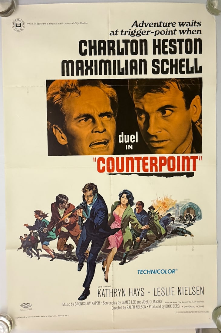 COUNTERPOINT - WITH CHARLTON HESTON: COUNTERPOINT - WITH CHARLTON HESTON. LESLIE NIELSEN. MAXIMILIAN SCHELL. Counterpoint is a 1968 war film starring Charlton Heston, Maximilian Schell, Kathryn Hays and Leslie Nielsen. It is based on the