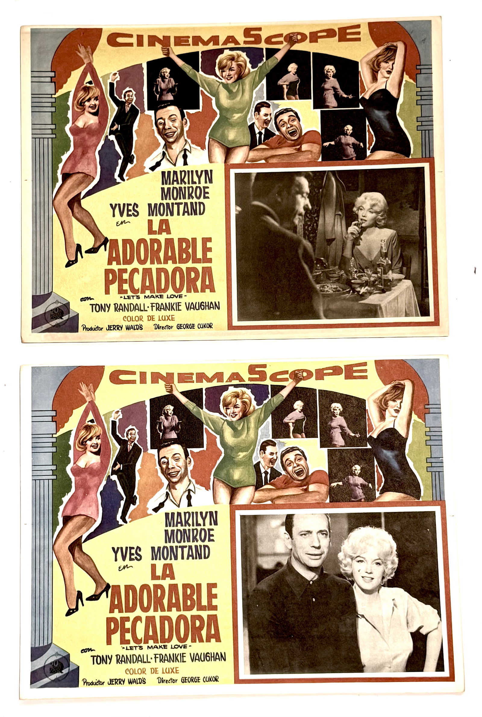 MARILYN MONROE - LA ADORABLE PECADORA - LETS MAKE LOVE: MARILYN MONROE - LA ADORABLE PECADORA - LETS MAKE LOVE. TWO OVERSIZED LOBBY CARD POSTERS