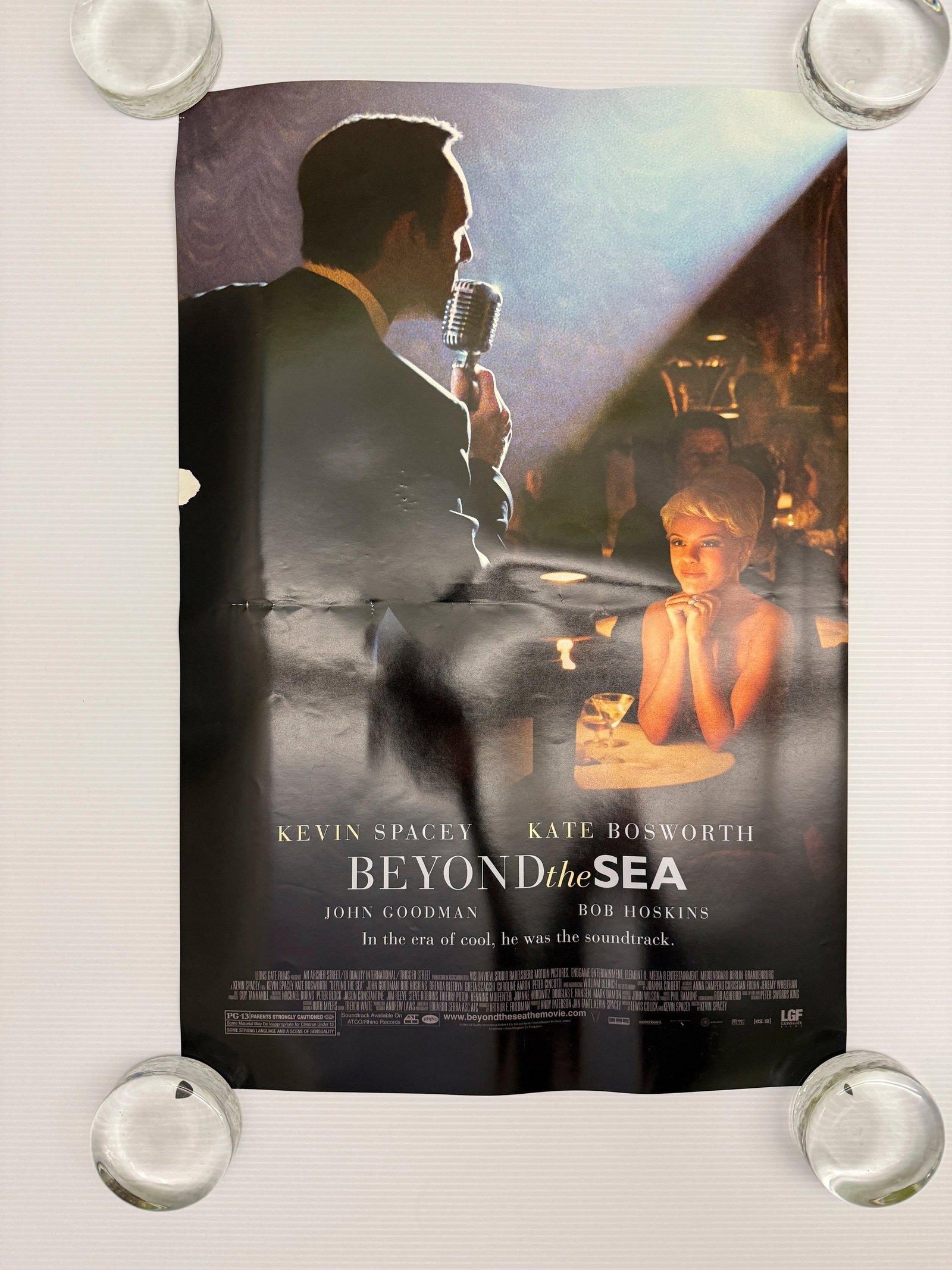 BEYOND THE SEA: BEYOND THE SEA. KEVIN SPACEY. JOHN GOODMAN. 14 X 20. SMALL LOSS OF PAPER IN RIGHT BOARDER.
