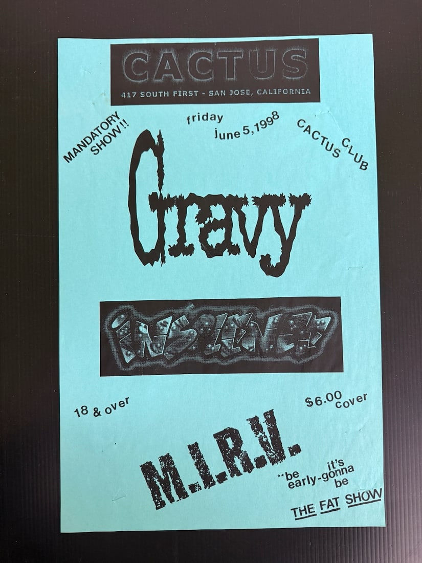 Gravy at the Cactus in San Jose - Handbill: Gravy at the Cactus in San Jose - Handbill