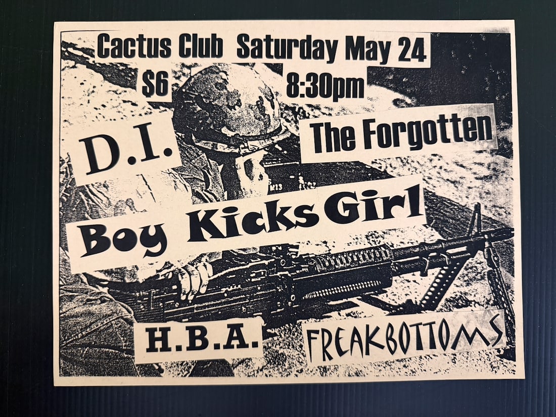 Boy Kicks Girl at Cactus Club handbill: Boy Kicks Girl at Cactus Club handbill Boy Kicks Girl at Cactus Club handbill with Upstart Crow - Dick - Esoteric - Secondhand Fiddlers Union