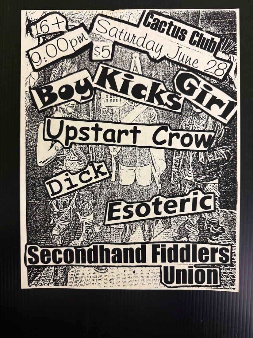 Boy Kicks Girl at Cactus Club handbill Boy Kicks Girl at Cactus Club handbill with Upstart Crow -: RESERVED