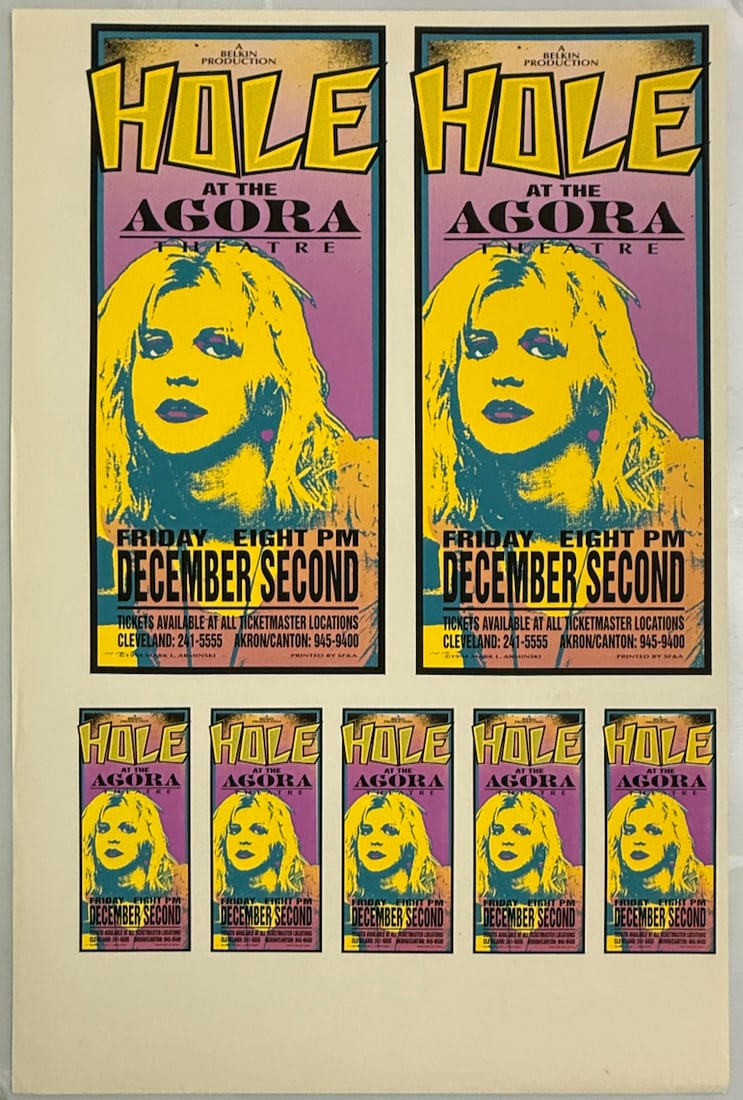 COURTNEY LOVE AND HOLE - PRINTERS UNCUT PROOF - ARMINSKI: COURTNEY LOVE AND HOLE - PRINTERS UNCUT PROOF - ARMINSKI