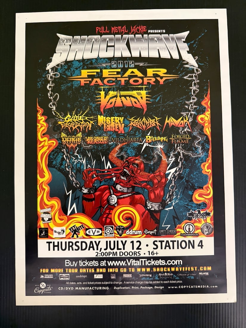 SHOCKWAVE FESTIVAL 2012 at Tebala Shrine in Rockford, IL: Full Metal Jackie Presents: “1ST ANNUAL SHOCKWAVE FESTIVAL” SUNDAY JULY 29TH!! FEAR FACTORY, VOIVOD, & BEYOND THRESHOLD w/ CATTLE DECAPITATION, MISERY INDEX, HAVOK, DIRGE WITHIN, LAST CHANCE