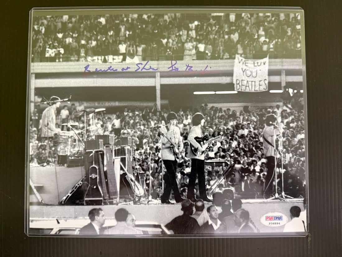 SID BERNSTEIN SIGNED - AUTHENTIC: PSA AUTHENTICATED - PHOTOGRAPH: SIGNER SID BERNSTEIN 8X10 W/ "BEATLES AT SHEA" INSCRIPTION