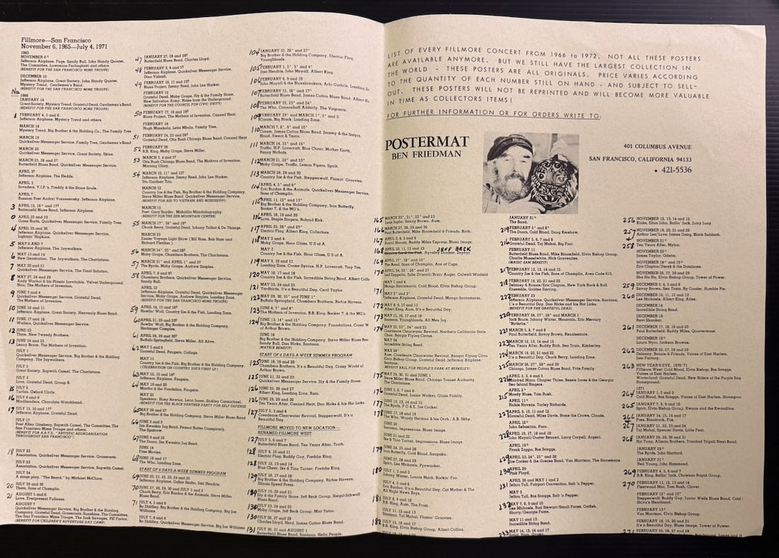 POSTERMAT - BEN FRIEDMAN RARE POSTER CHECKLIST: POSTERMAT - BEN FRIEDMAN RARE POSTER CHECKLIST