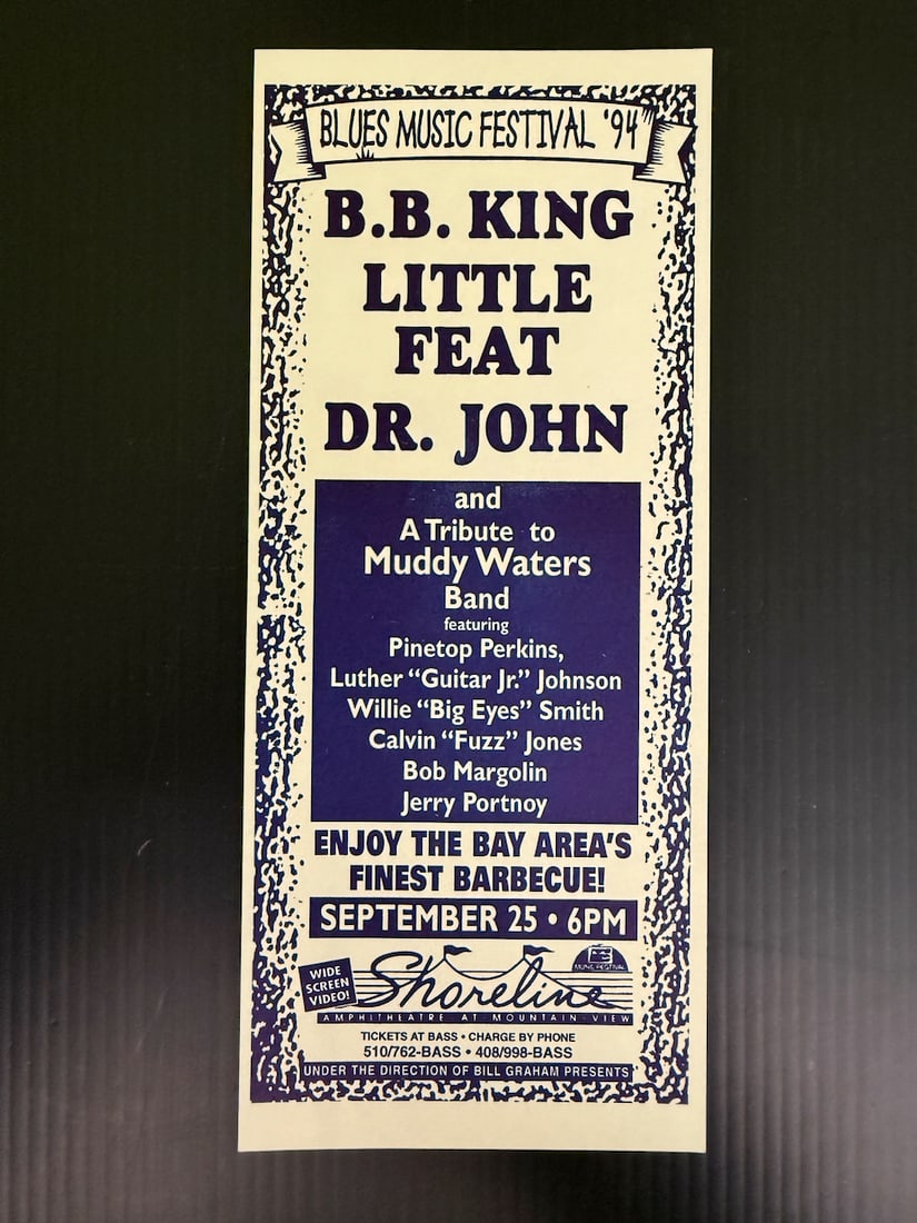 BB KING AT SHORELINE AMPHITEATER HANDBILL: B.B. KING AT SHORELINE AMPHITEATER HANDBILL