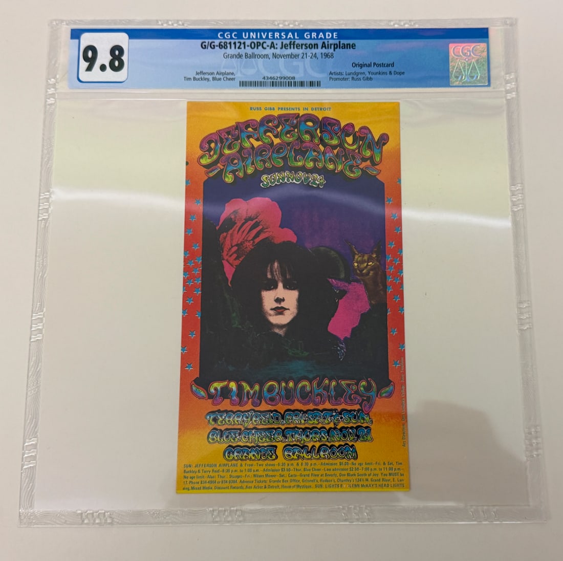 JEFFERSON AIRPLANE CGC GRADED 9.8 HANDBILL: JEFFERSON AIRPLANE CGC GRADED 9.8 HANDBILL