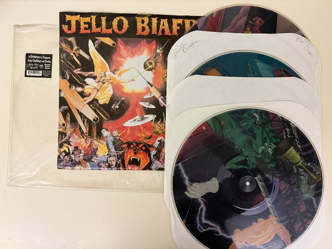 Jello Biafra - If Evolution Is Outlawed, Only Outlaws Will Evolve 3 X PICTURE DISC SET: Jello Biafra - If Evolution Is Outlawed, Only Outlaws Will Evolve 3 X PICTURE DISC SET. 1998 POLITICAL. Punk rock vocalist, spoken word artist, anti-censorship campaigner and author, born June 17, 195