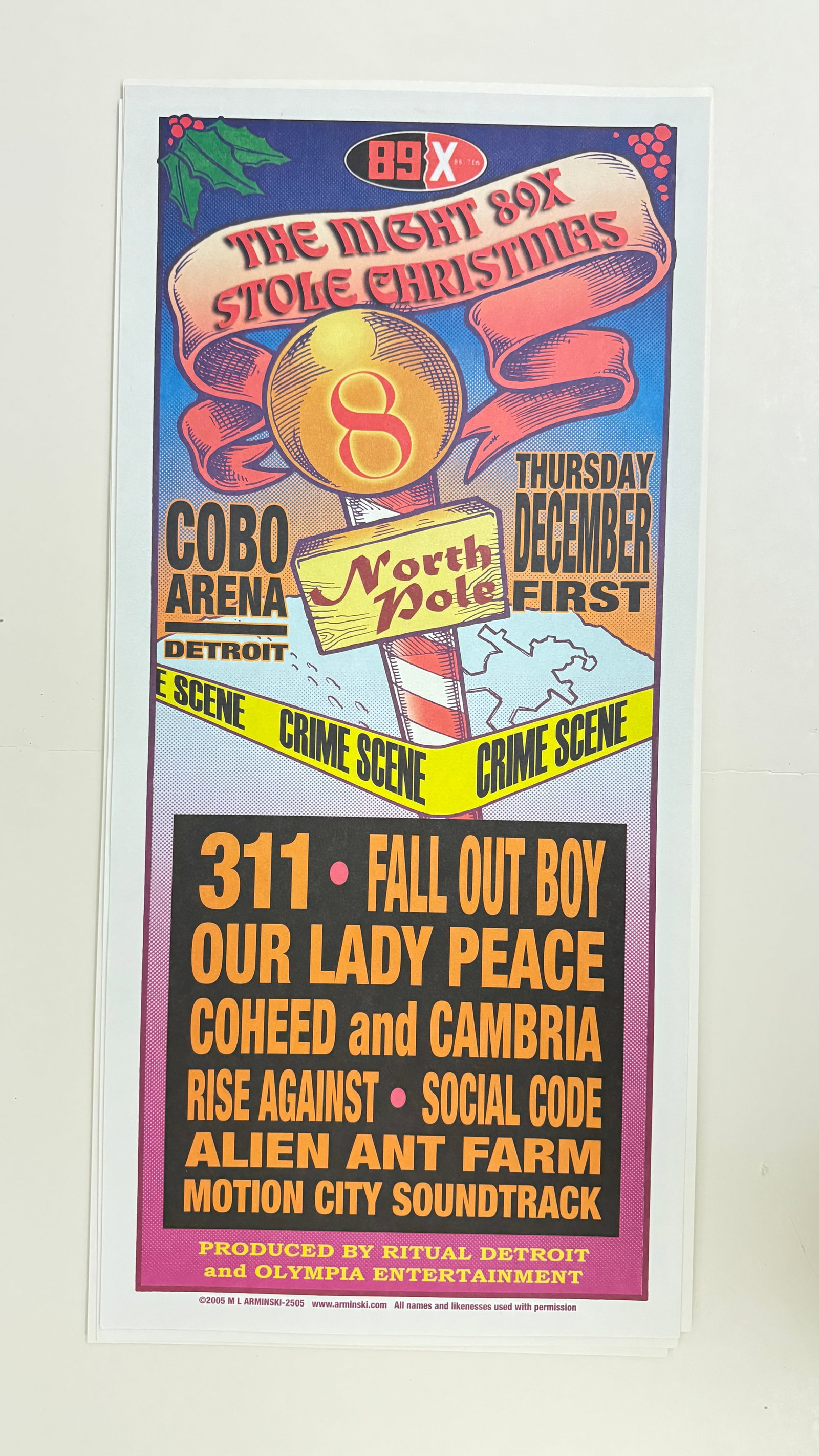 311 - FALLOUT BOY - SILKSCREEN POSTER - MARK ARMINSKI SCREEN PRINT: 311 SILKSCREEN POSTER - MARK ARMINSKI SCREEN PRINT. 22 X 10 WITH FALL OUT BOY