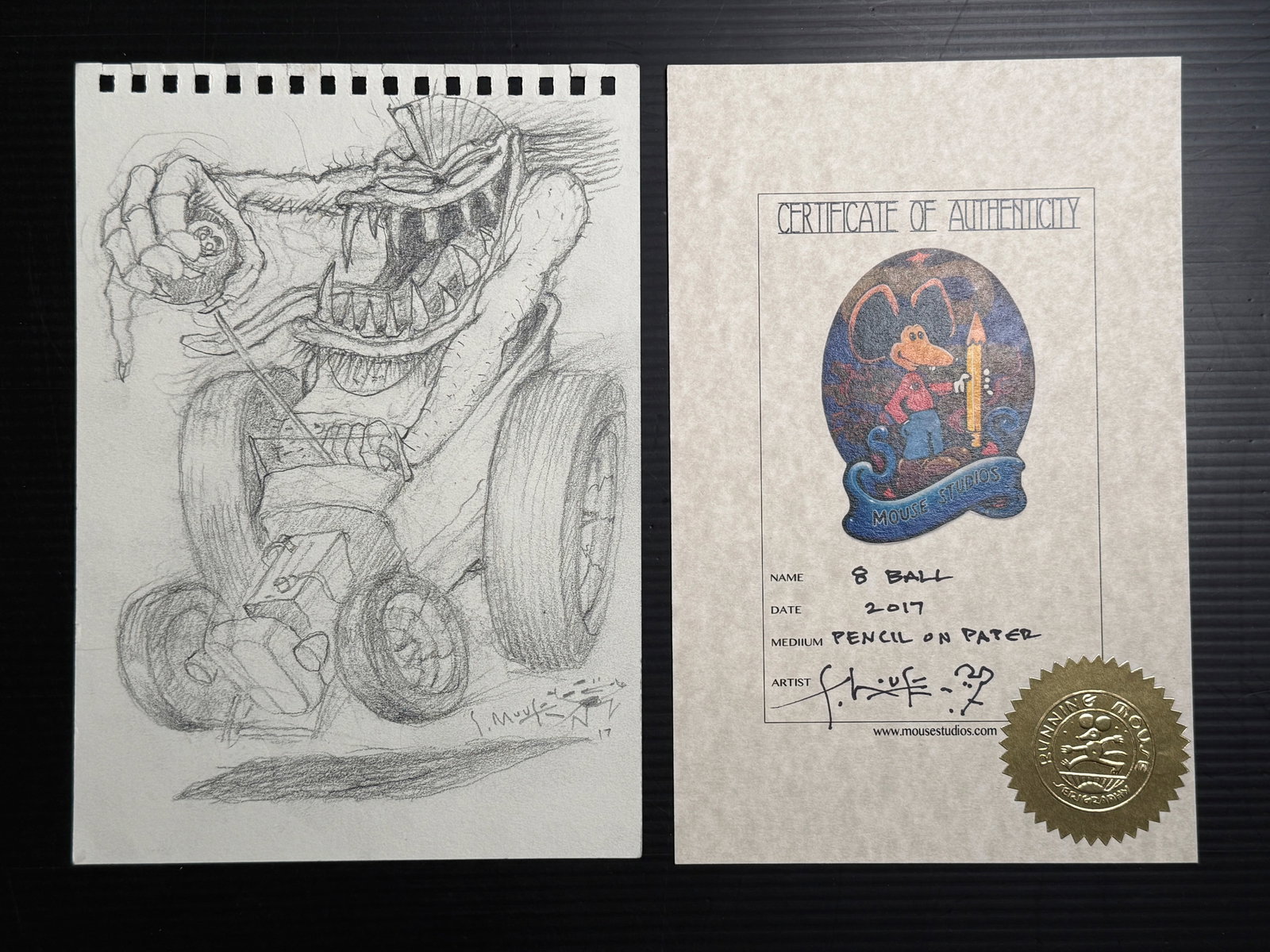 STANLEY MOUSE ORIGINAL SKETCH - 8 BALL - 2017 (1 of 1)