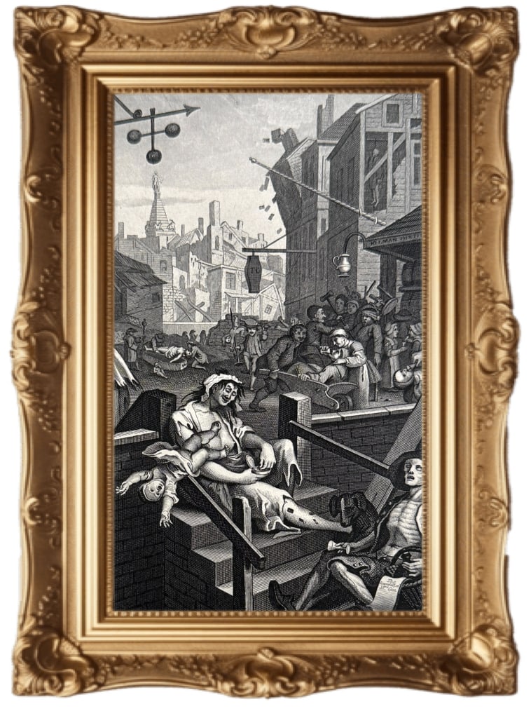 THREE BOOKPLATES FROM William Hogarth FEATURING GIN LANE (1 of 5)