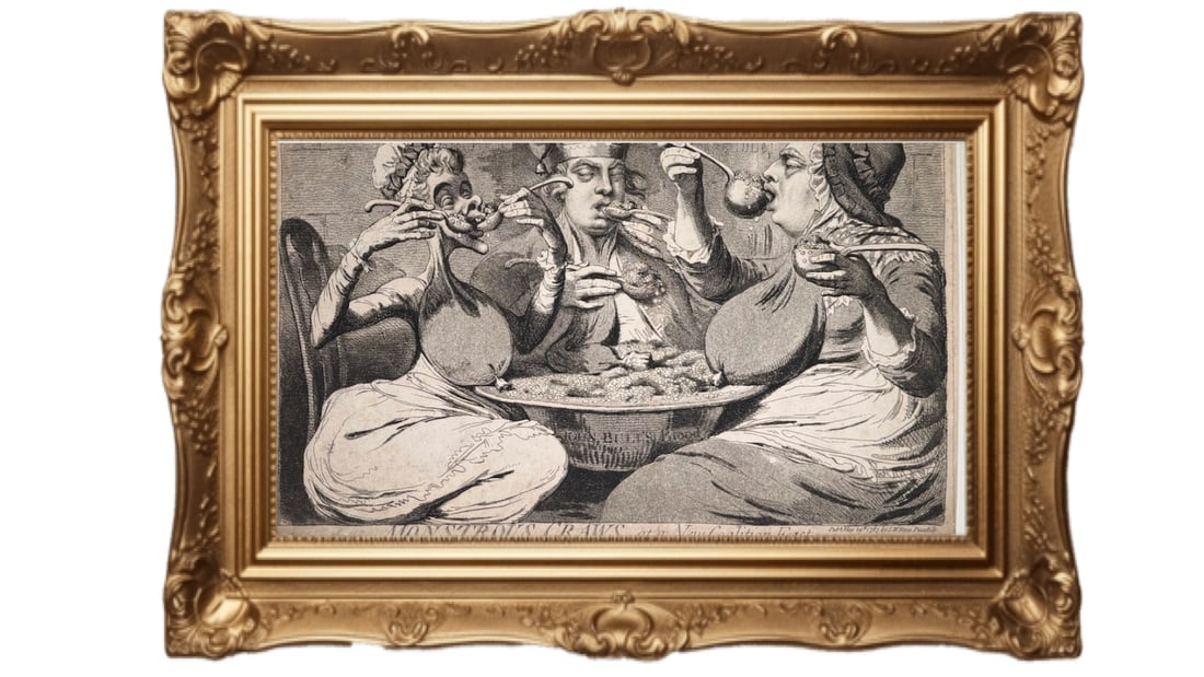 COPPER PLATE ENGRAVING - 1787 - JAMES GILLRAY (1 of 5)