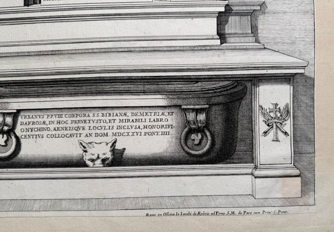 17th-century engraving - the tomb and sculpture of Saint Bibiana in Rome - 5