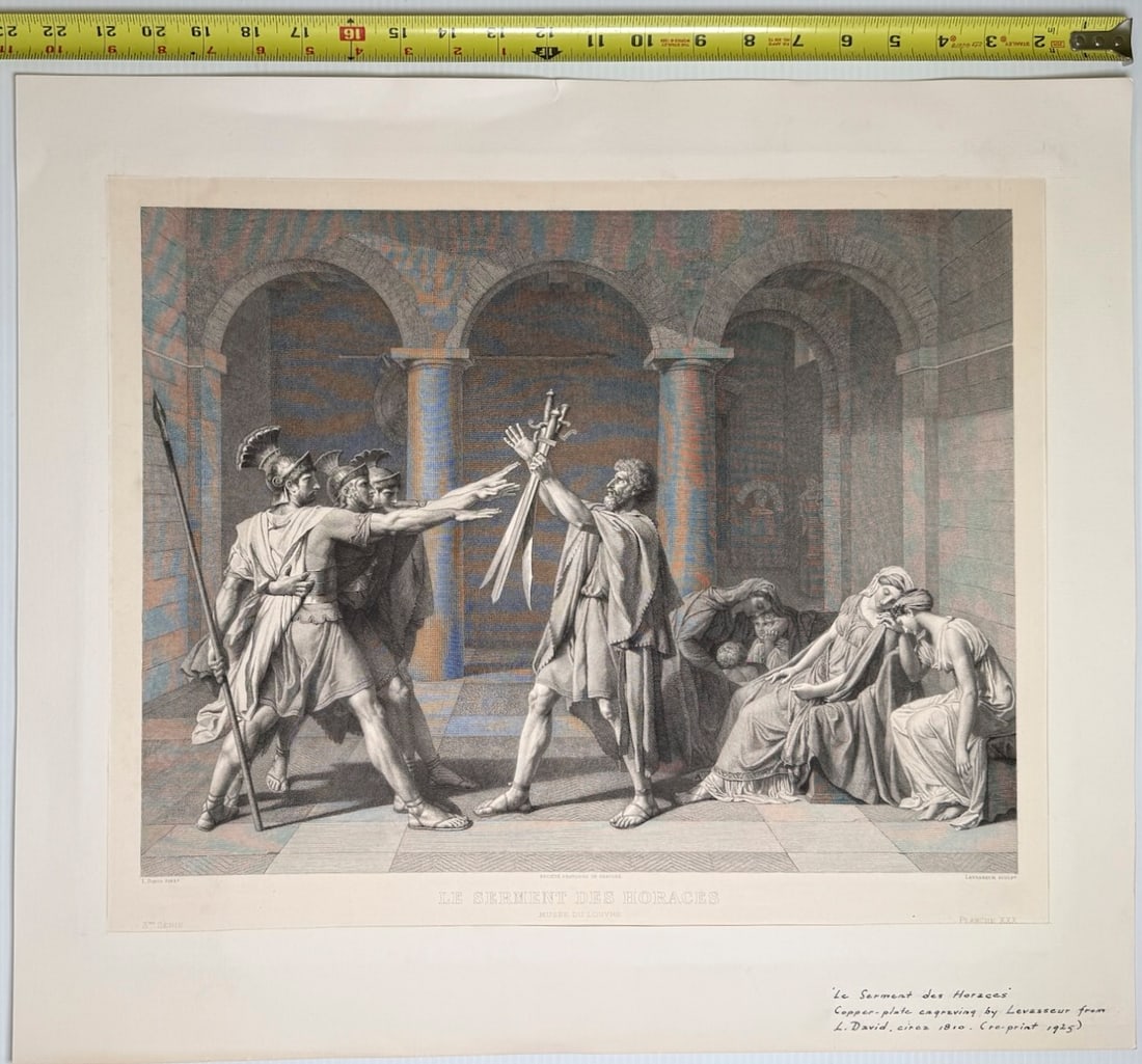 1925 Copper Engraving - Oath of the Horatii (Le Serment des Horaces) - 2