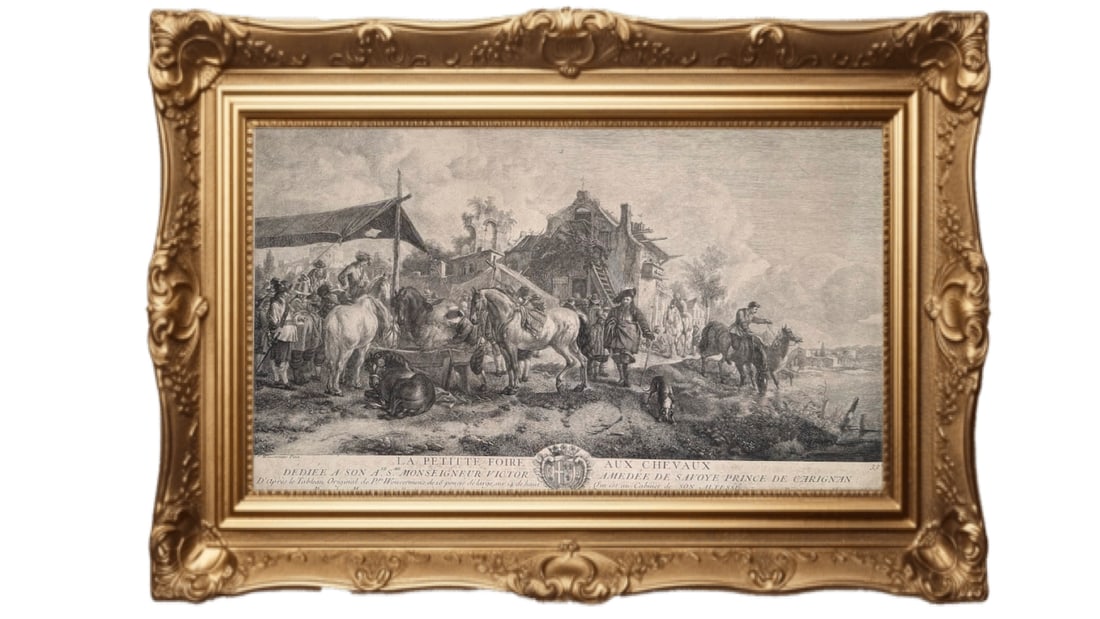 18th century copper plate engraving - The Little Horse Fair (1 of 5)