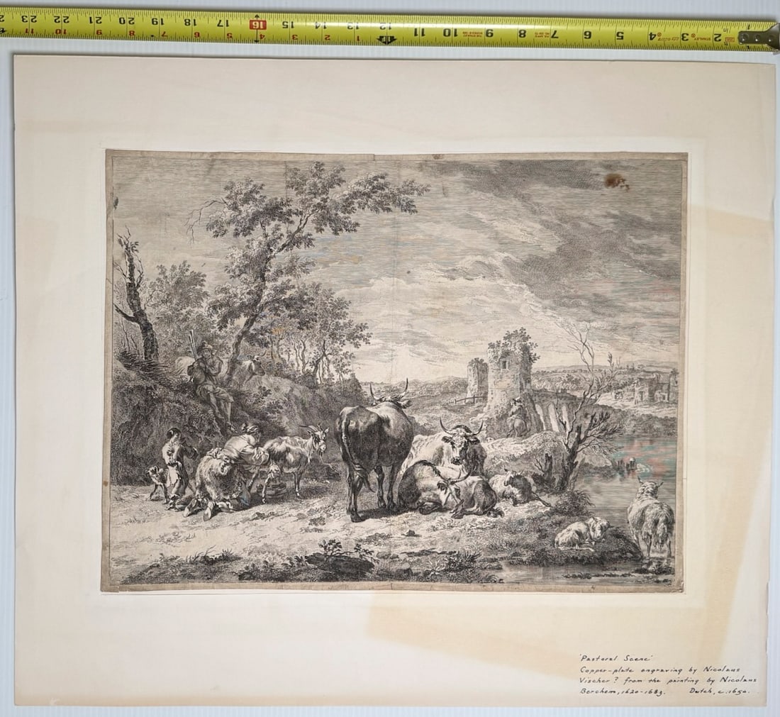 17th Century Copperplate - Pastoral Scene - 2