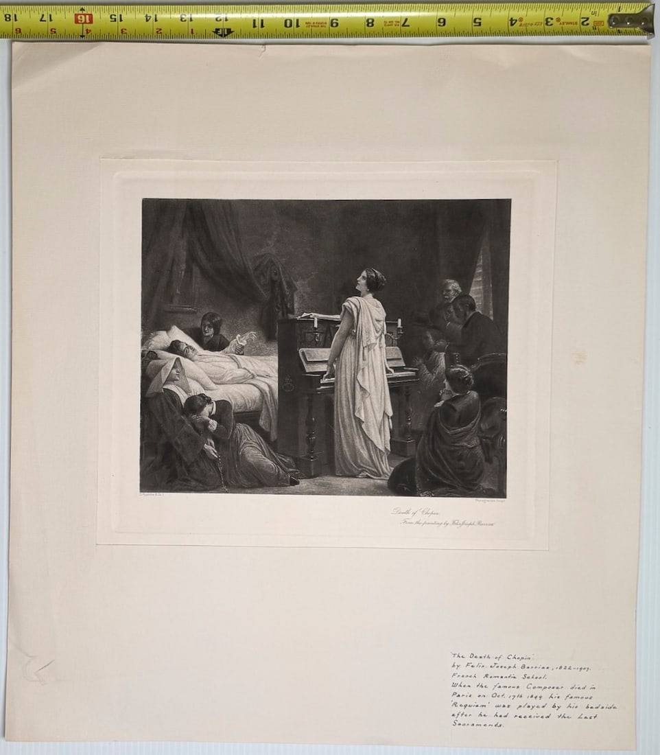 Death of Chopin - 1895 vintage photogravure - 2