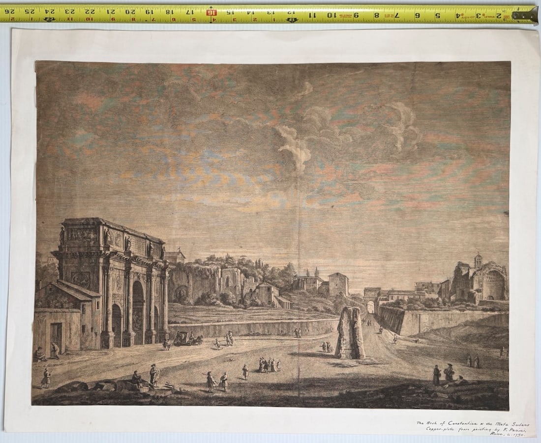1750 copper-plate engraving - The Arch of Constantine & the Meta Sudans - 2