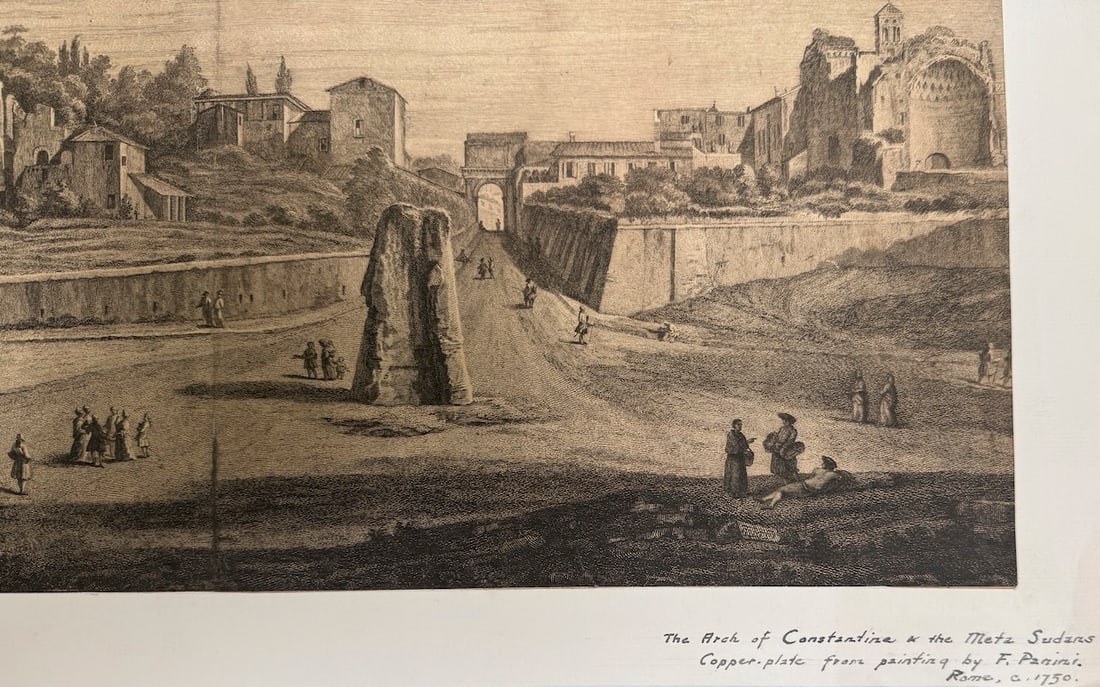1750 copper-plate engraving - The Arch of Constantine & the Meta Sudans - 4