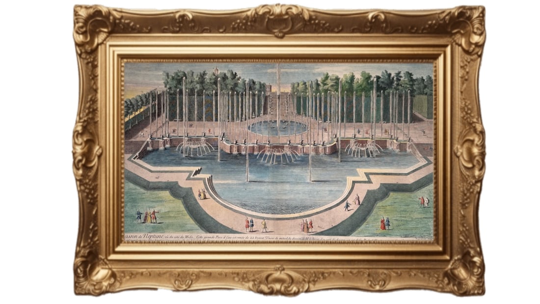 Rare 18th-century copperplate engraving of the Bassin de Neptune in the gardens of Versailles (1 of 6)