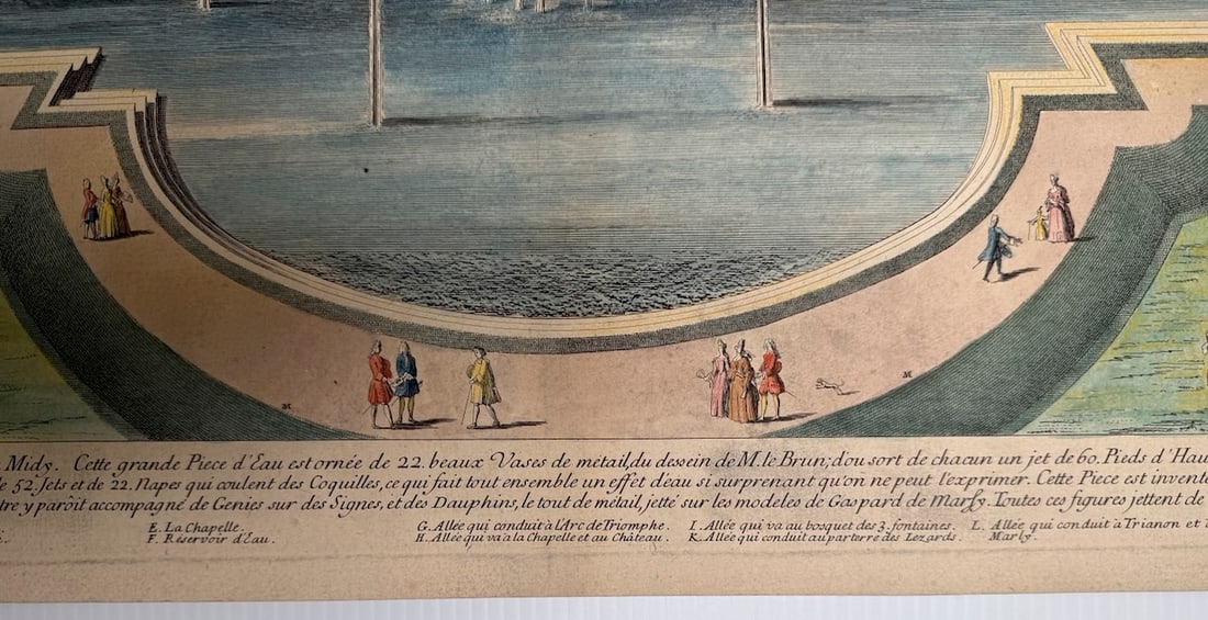 Rare 18th-century copperplate engraving of the Bassin de Neptune in the gardens of Versailles - 3