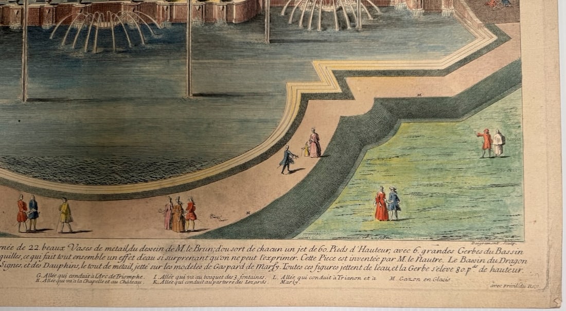 Rare 18th-century copperplate engraving of the Bassin de Neptune in the gardens of Versailles - 4