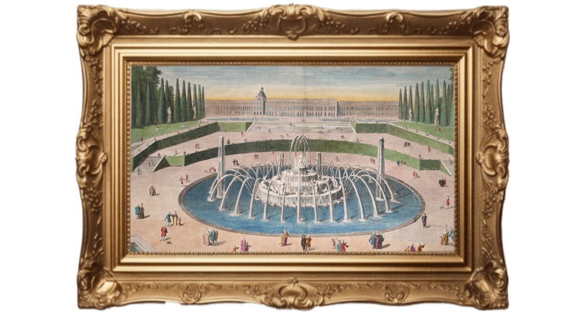 1724 hand colored engraving - Latona Fountain at the Palace of Versailles in France (1 of 6)
