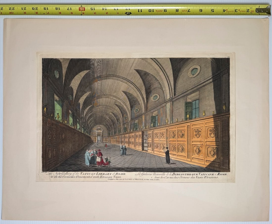 1794 - hand-colored engraving - The New Gallery of the Vatican Library at Rome - 2