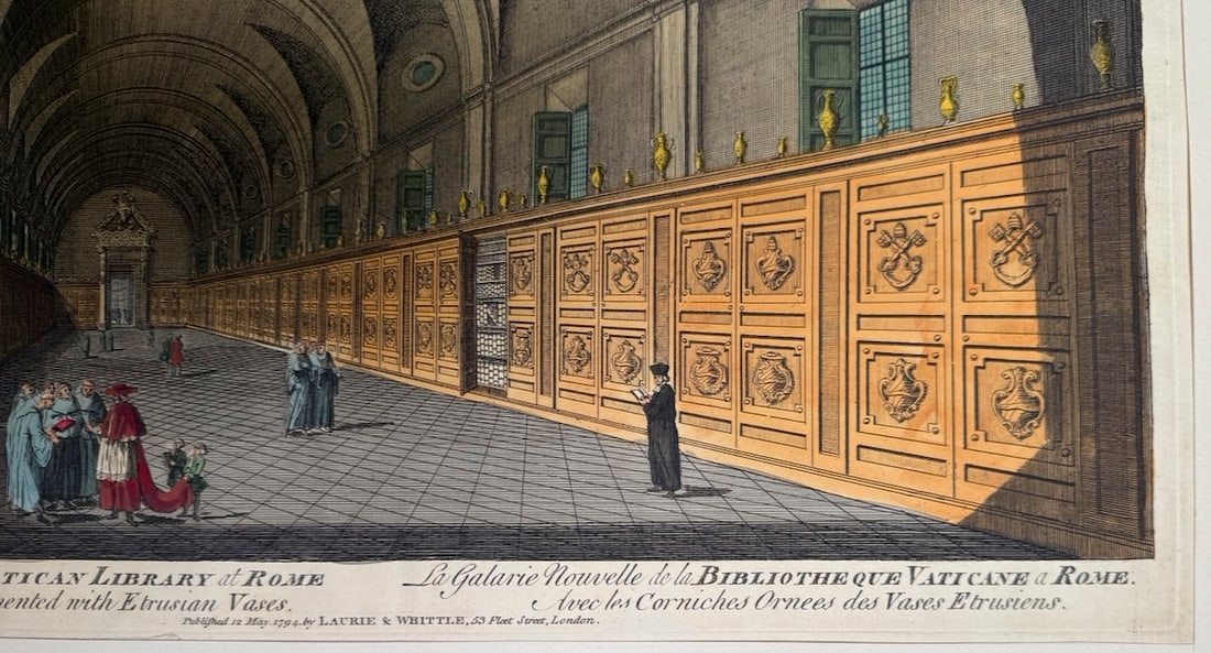 1794 - hand-colored engraving - The New Gallery of the Vatican Library at Rome - 3