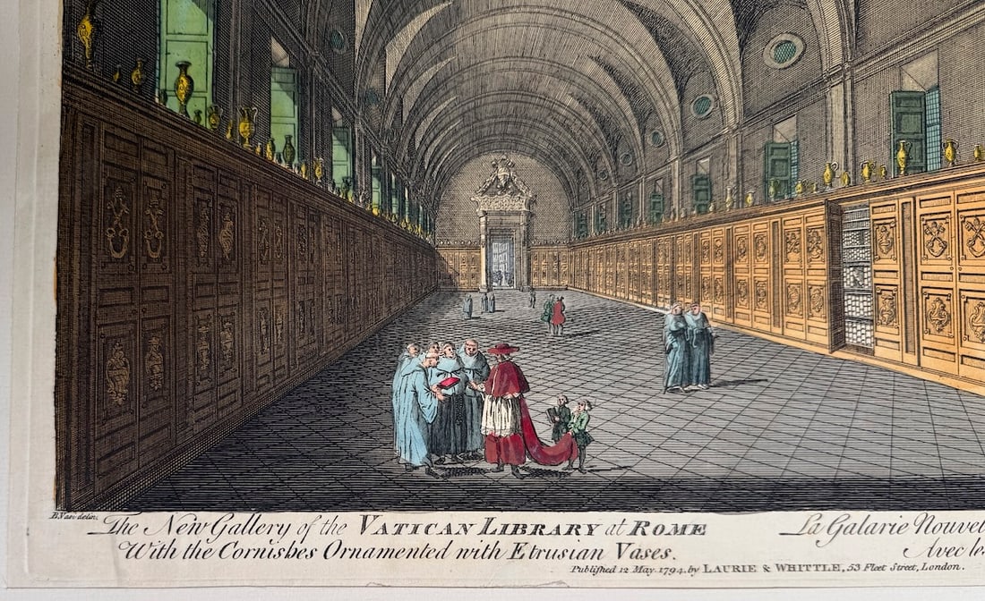 1794 - hand-colored engraving - The New Gallery of the Vatican Library at Rome - 6