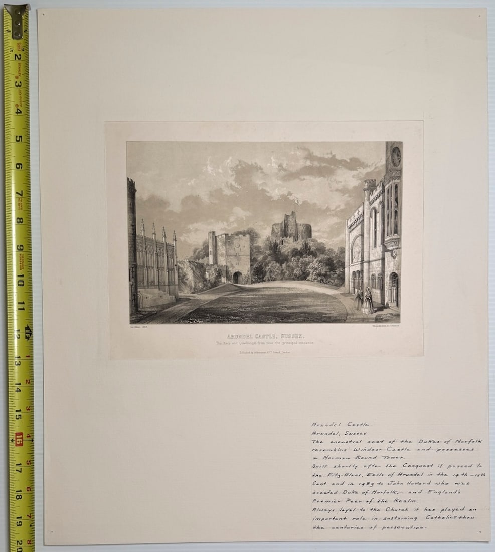1849 Antique engraving - Arundel Castle, Sussex - 2