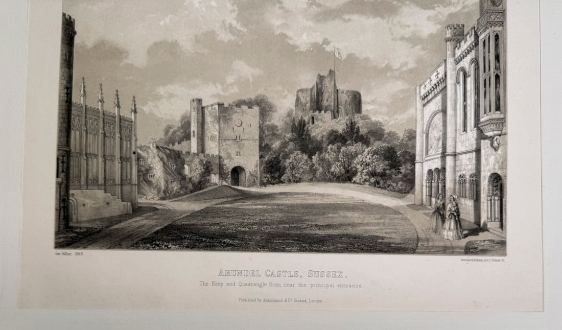 1849 Antique engraving - Arundel Castle, Sussex - 5