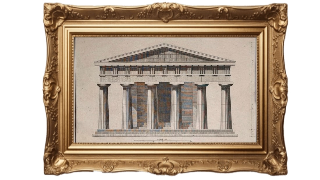 Antique architectural print - Elevation of the Hexastyle Paestan Temple (1 of 4)