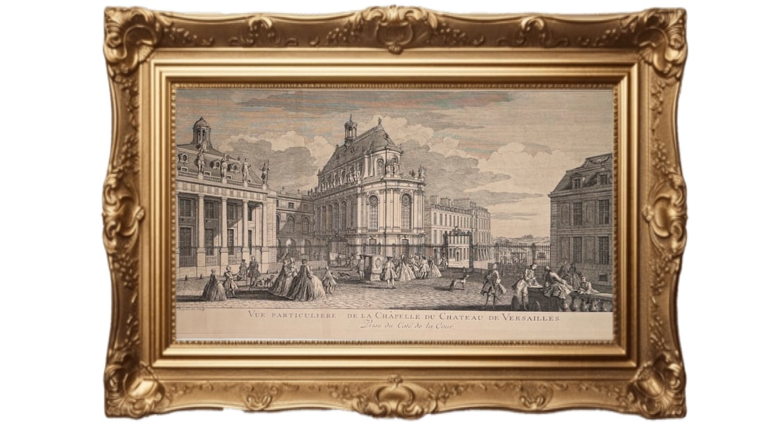 1925 copper-plate engraving - Vue Particulière de la Chapelle du Château de Versailles (1 of 6)