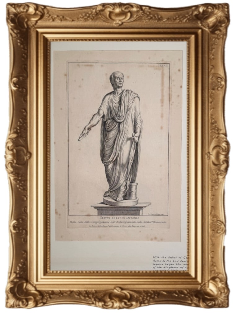 Statue of Lucius Antonius copperplate engraving (1 of 5)