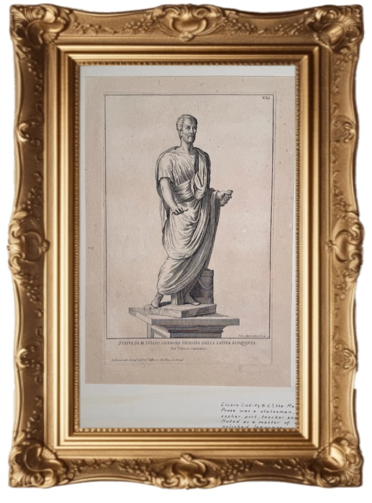 Antique copperplate engraving of Marcus Tullius Cicero (1 of 5)