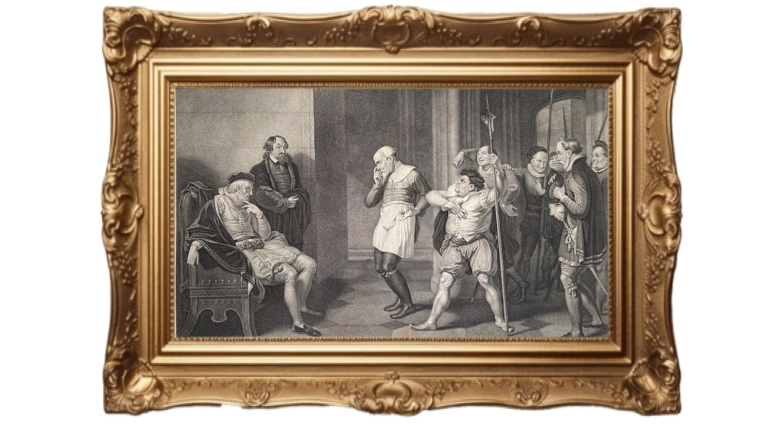 Engraving - Angelo’s House—Escalus, a Justice, Elbow, Froth, Clown, Officers, etc (1 of 6)