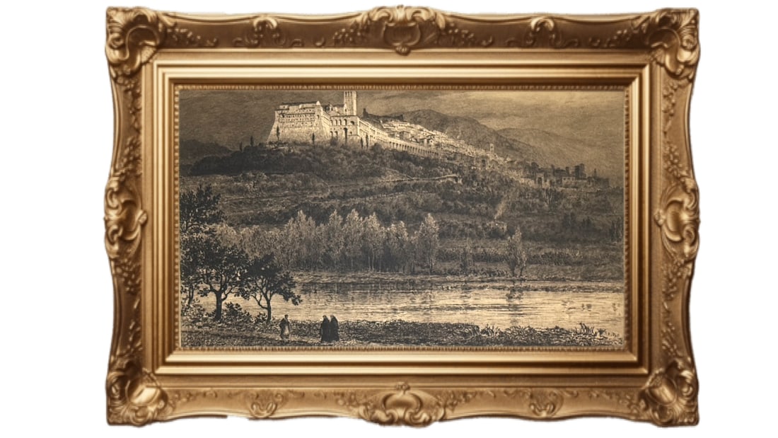 Vintage 1903 etching - Axel Herman Haig - Assisi, October Evening (1 of 6)